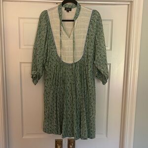 Green Block Print Mini Dress